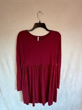 Longyuan Long Sleeve Burgundy Mini Dress Women’s XL